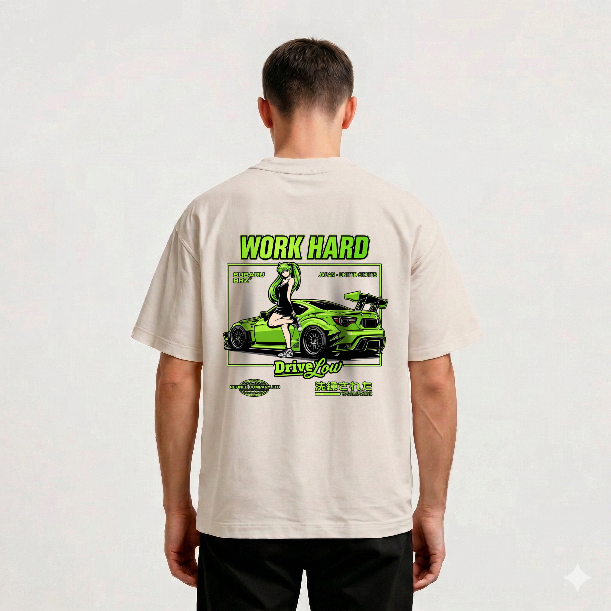 WORK HARD – DRIVE LOW | Oversize Tee